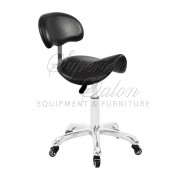 Black Salon Stool With Back Support
